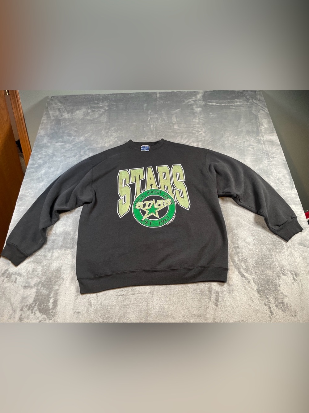 Vtg Minnesota North Stars Sweatshirt Adult XL Black Crew Neck Trench 1991